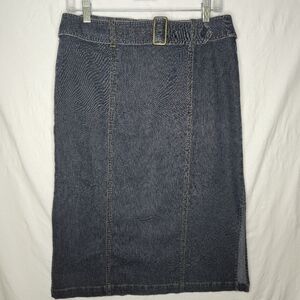Smart Set Blue Denim Mid Length Skirt With Belt And Back Zipper Size  9
